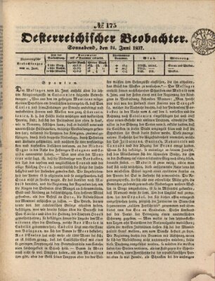 Der Oesterreichische Beobachter Samstag 24. Juni 1837