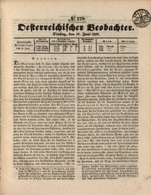 Der Oesterreichische Beobachter Dienstag 27. Juni 1837