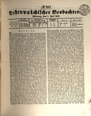 Der Oesterreichische Beobachter Montag 3. Juli 1837