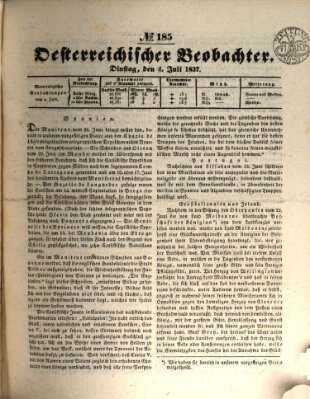 Der Oesterreichische Beobachter Dienstag 4. Juli 1837