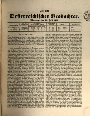 Der Oesterreichische Beobachter Montag 10. Juli 1837