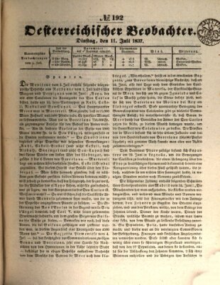 Der Oesterreichische Beobachter Dienstag 11. Juli 1837