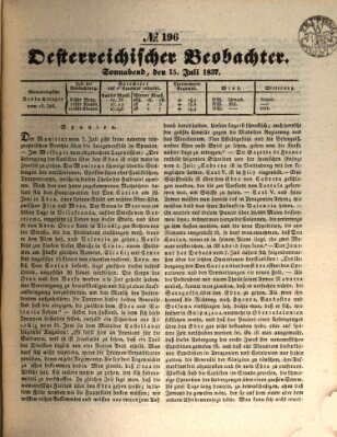 Der Oesterreichische Beobachter Samstag 15. Juli 1837