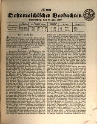 Der Oesterreichische Beobachter Donnerstag 20. Juli 1837