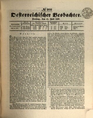 Der Oesterreichische Beobachter Freitag 21. Juli 1837