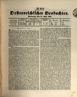 Der Oesterreichische Beobachter Sonntag 23. Juli 1837