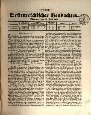 Der Oesterreichische Beobachter Montag 31. Juli 1837