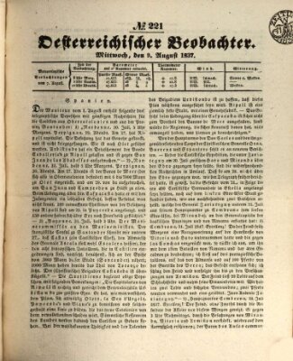 Der Oesterreichische Beobachter Mittwoch 9. August 1837