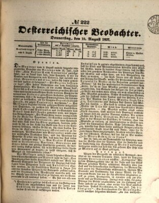Der Oesterreichische Beobachter Donnerstag 10. August 1837