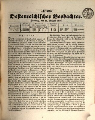 Der Oesterreichische Beobachter Freitag 11. August 1837