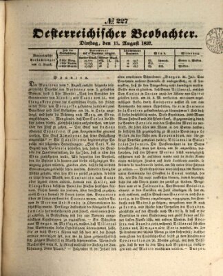 Der Oesterreichische Beobachter Dienstag 15. August 1837