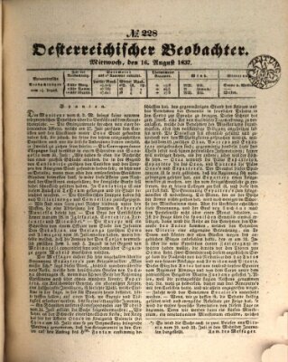 Der Oesterreichische Beobachter Mittwoch 16. August 1837