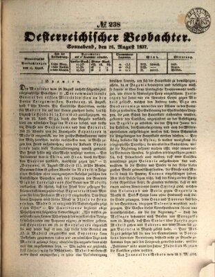 Der Oesterreichische Beobachter Samstag 26. August 1837