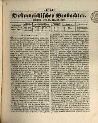 Der Oesterreichische Beobachter Dienstag 29. August 1837