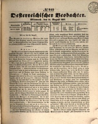 Der Oesterreichische Beobachter Mittwoch 30. August 1837