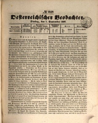 Der Oesterreichische Beobachter Dienstag 5. September 1837