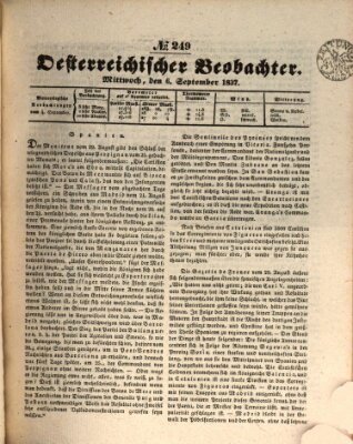 Der Oesterreichische Beobachter Mittwoch 6. September 1837