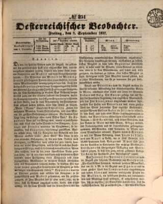 Der Oesterreichische Beobachter Freitag 8. September 1837