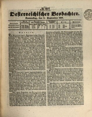 Der Oesterreichische Beobachter Donnerstag 14. September 1837