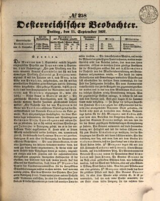 Der Oesterreichische Beobachter Freitag 15. September 1837