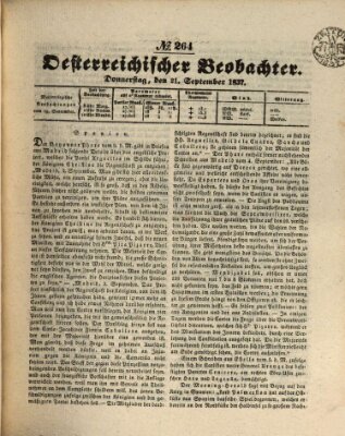 Der Oesterreichische Beobachter Donnerstag 21. September 1837