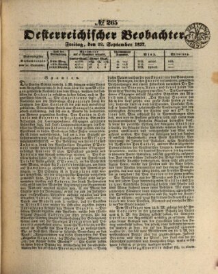 Der Oesterreichische Beobachter Freitag 22. September 1837