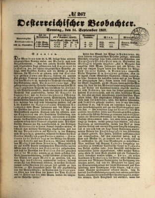 Der Oesterreichische Beobachter Sonntag 24. September 1837