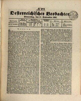 Der Oesterreichische Beobachter Donnerstag 28. September 1837