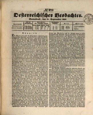 Der Oesterreichische Beobachter Samstag 30. September 1837