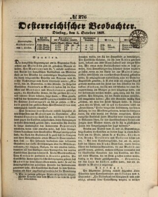 Der Oesterreichische Beobachter Dienstag 3. Oktober 1837