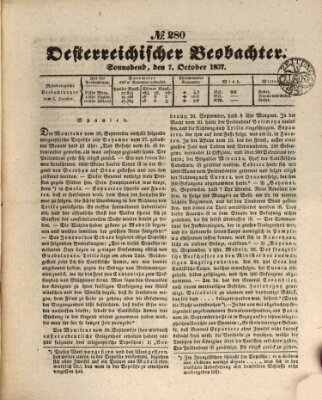 Der Oesterreichische Beobachter Samstag 7. Oktober 1837