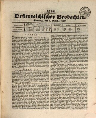 Der Oesterreichische Beobachter Sonntag 8. Oktober 1837