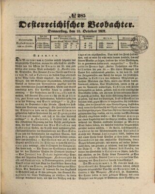 Der Oesterreichische Beobachter Donnerstag 12. Oktober 1837