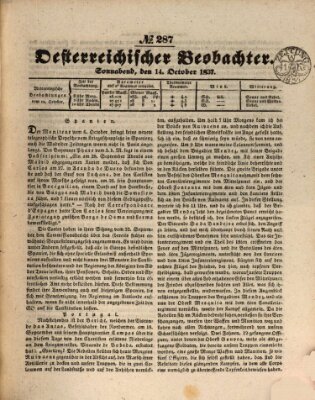 Der Oesterreichische Beobachter Samstag 14. Oktober 1837