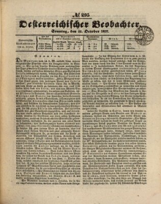 Der Oesterreichische Beobachter Sonntag 22. Oktober 1837