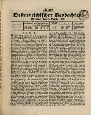 Der Oesterreichische Beobachter Mittwoch 25. Oktober 1837