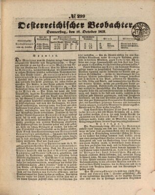 Der Oesterreichische Beobachter Donnerstag 26. Oktober 1837