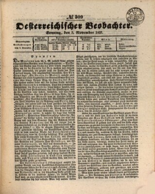 Der Oesterreichische Beobachter Sonntag 5. November 1837