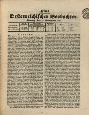 Der Oesterreichische Beobachter Sonntag 19. November 1837