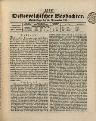 Der Oesterreichische Beobachter Donnerstag 23. November 1837