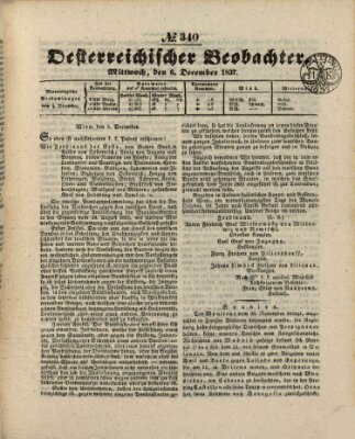 Der Oesterreichische Beobachter Mittwoch 6. Dezember 1837