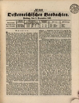 Der Oesterreichische Beobachter Freitag 8. Dezember 1837