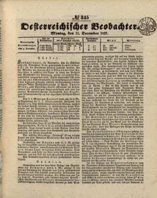 Der Oesterreichische Beobachter Montag 11. Dezember 1837