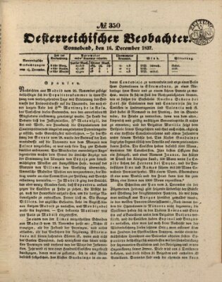 Der Oesterreichische Beobachter Samstag 16. Dezember 1837