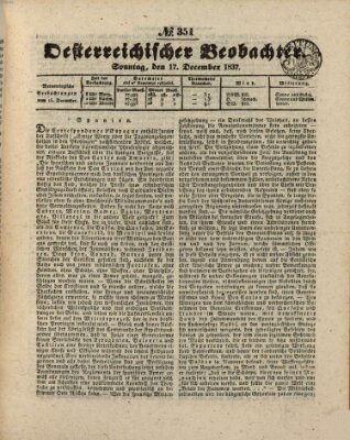 Der Oesterreichische Beobachter Sonntag 17. Dezember 1837