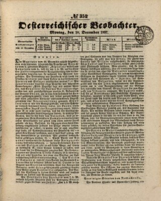 Der Oesterreichische Beobachter Montag 18. Dezember 1837