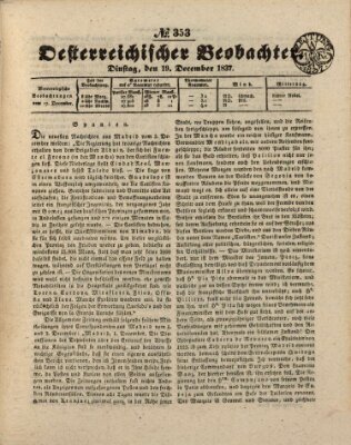 Der Oesterreichische Beobachter Dienstag 19. Dezember 1837