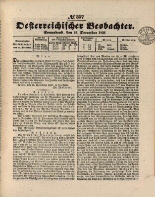 Der Oesterreichische Beobachter Samstag 23. Dezember 1837