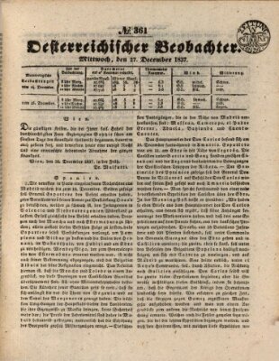 Der Oesterreichische Beobachter Mittwoch 27. Dezember 1837