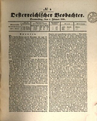 Der Oesterreichische Beobachter Donnerstag 4. Januar 1838